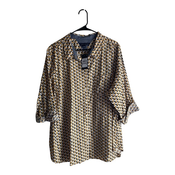 Tommy Hilfiger Tops - Tommy Hilfiger 1X Geometric Pattern Shirt Button Down